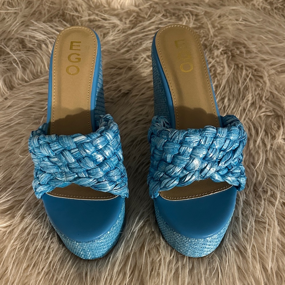 EGO Blue Braided Platform Sandals
